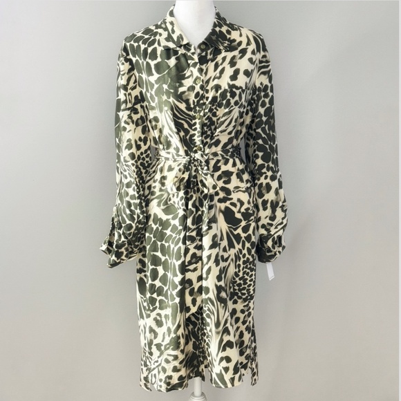 NWT Diane Von Furstenberg Shirt Dress Button Front Belted Long Sleeve Silk Sz 10 - Picture 9 of 16